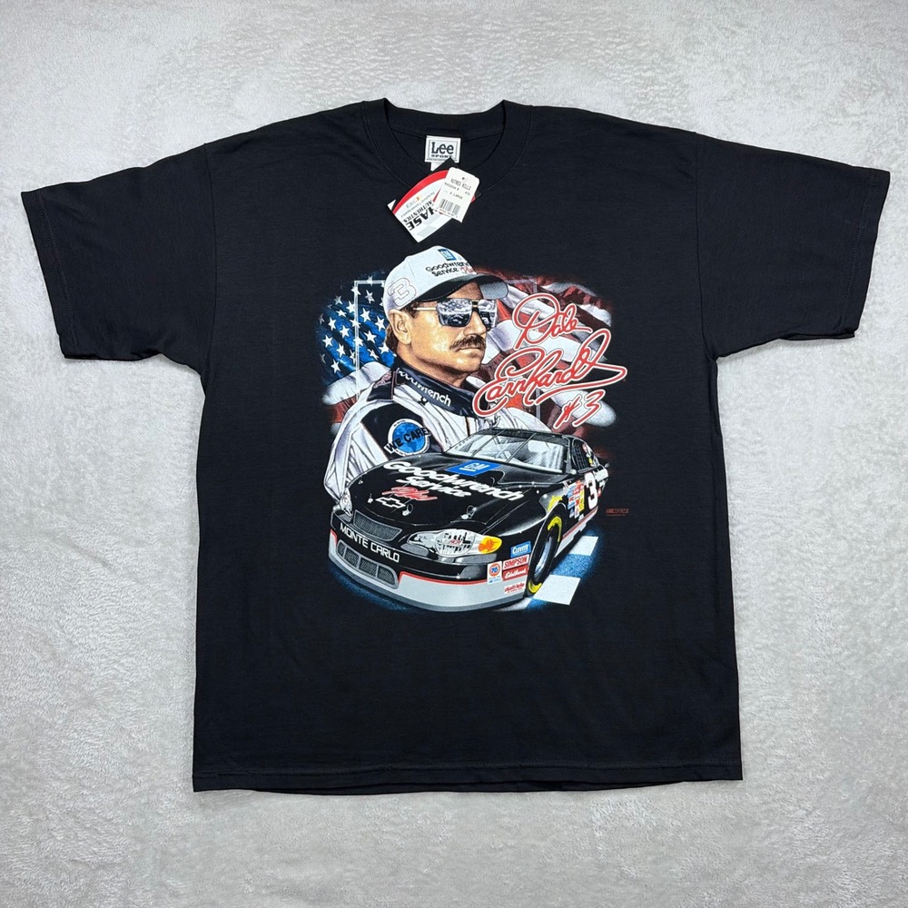Vintage Dale Earnhardt T-Shirt Mens XL Black Graphic Tee NASCAR #3 Monte Carlo